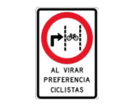 Preferencia ciclistas al virar derecha